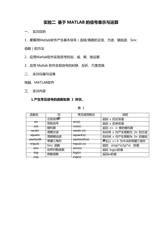 MATLAB基础及基本信号产生