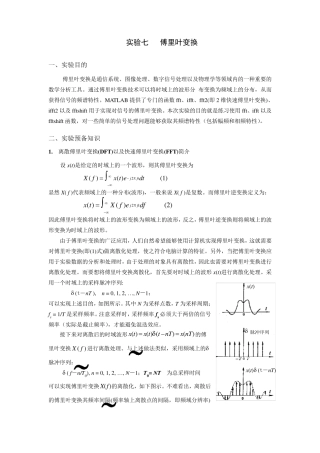 MATLAB实验傅里叶分析