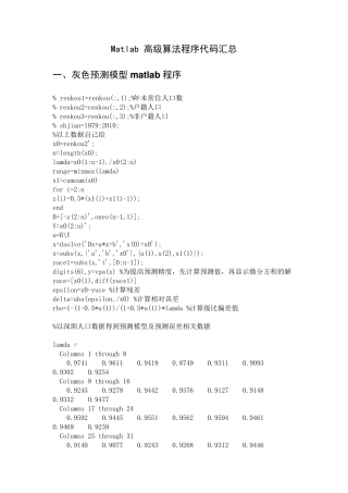 matlab常用算法大全