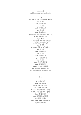 matlab指令与函数大全