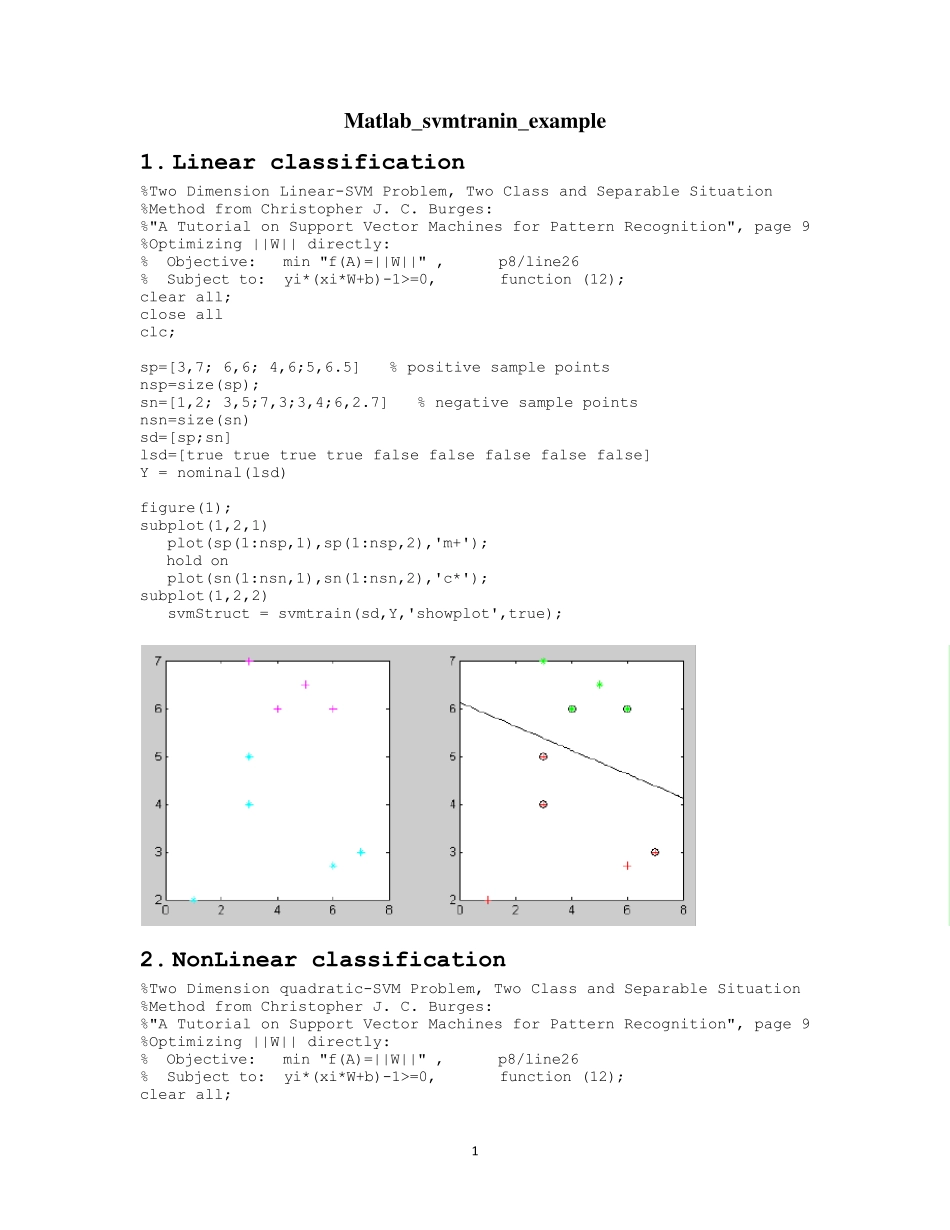 Matlab的SVM算法进行线性和非线性分类实例_20131128_第1页
