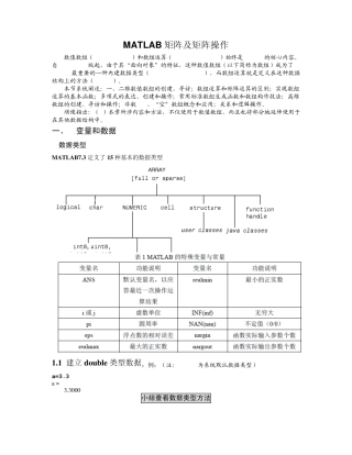 MATLAB矩阵及矩阵操作