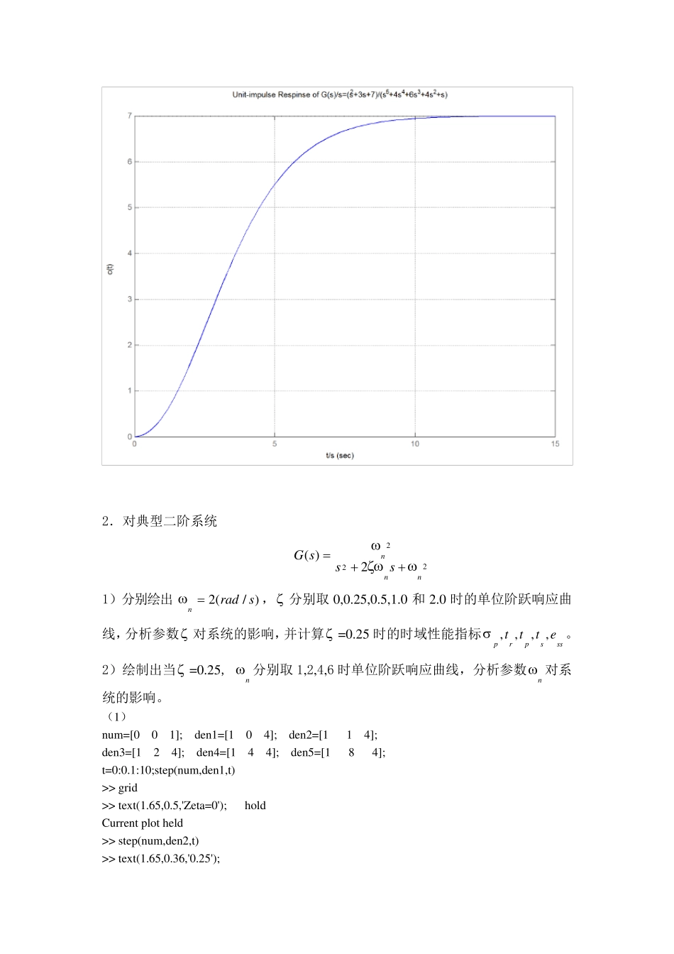 MATLAB线性系统时域响应分析实验_第3页
