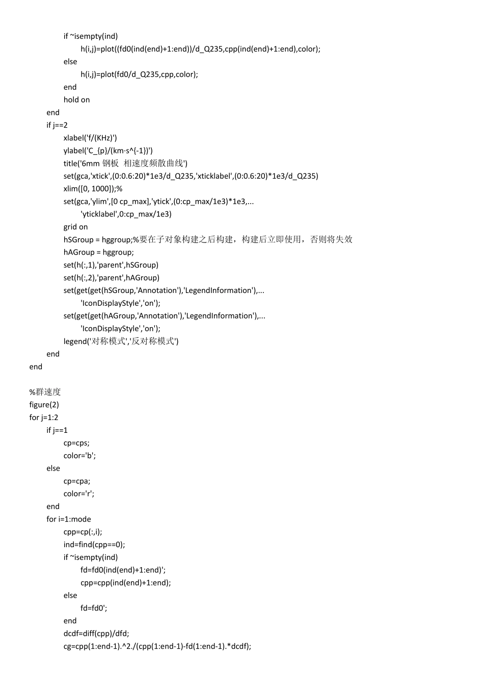 Matlab绘制频散曲线程序代码_第2页