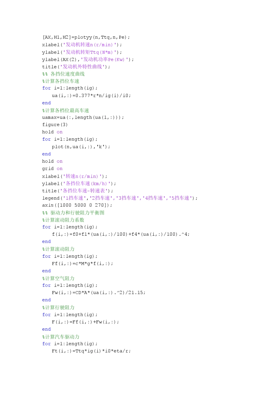 matlab计算汽车动力性经济性(已编好程序)_第2页