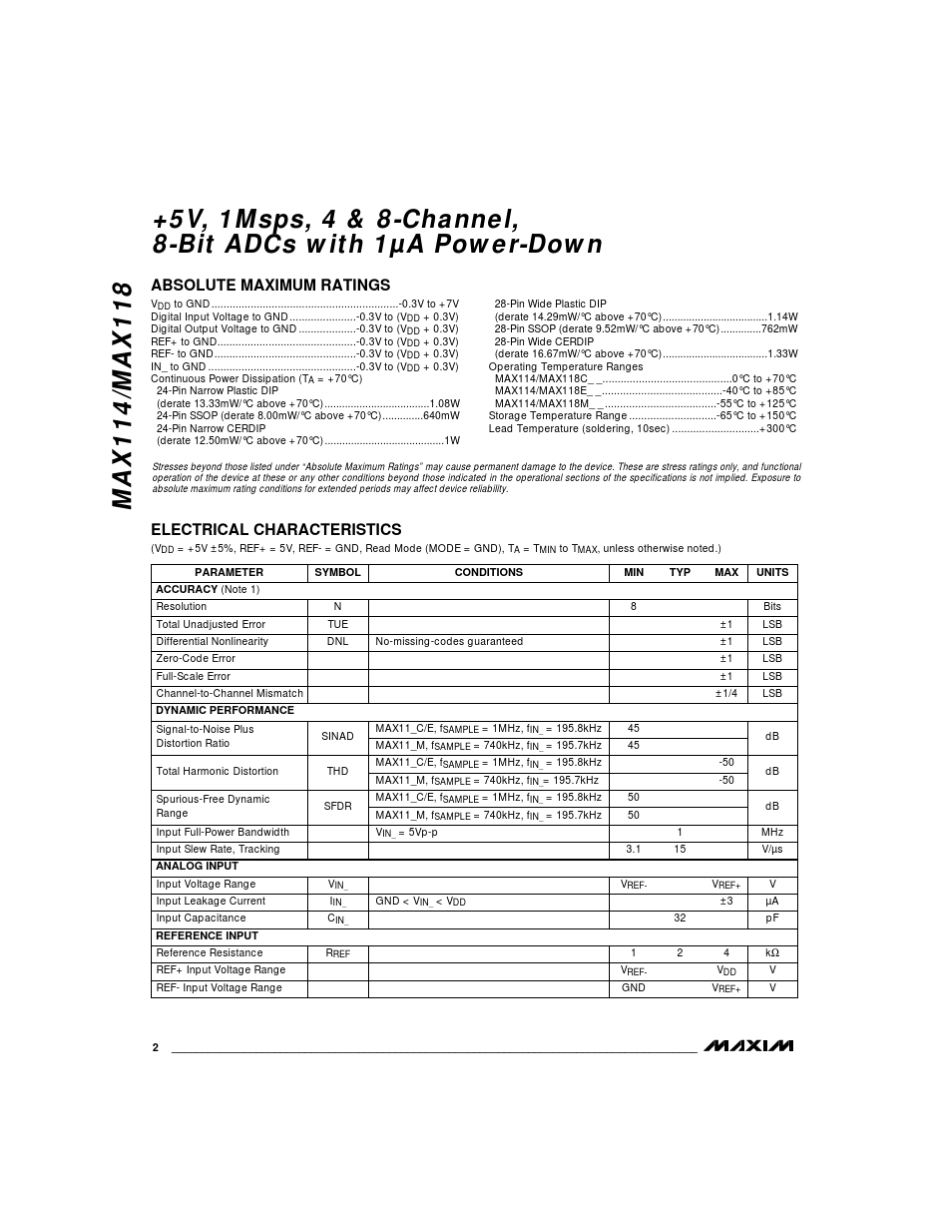 MAX118AD转换芯片资料_第2页