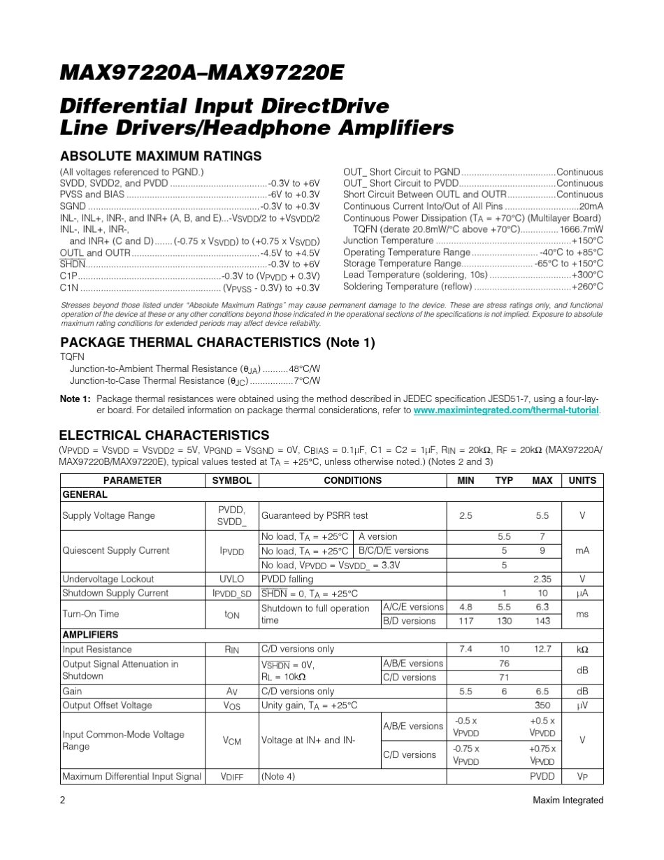 MAX97220数据手册datasheet_第2页