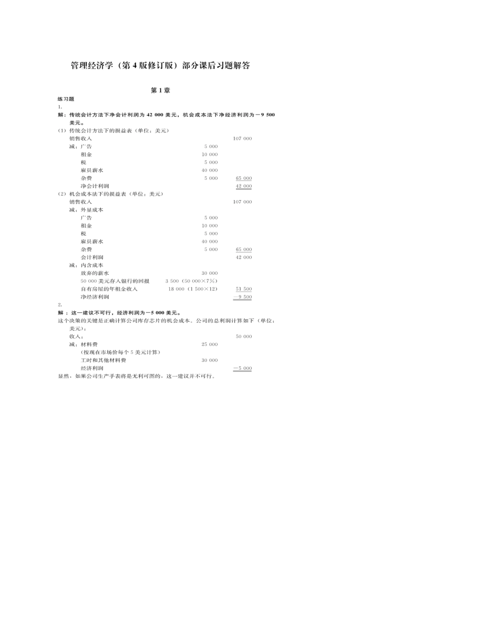 MBA管理经济学(第4版修订版)课后习题答案_第1页