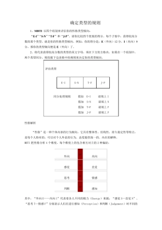 MBTI职业测试题性格趋向分析