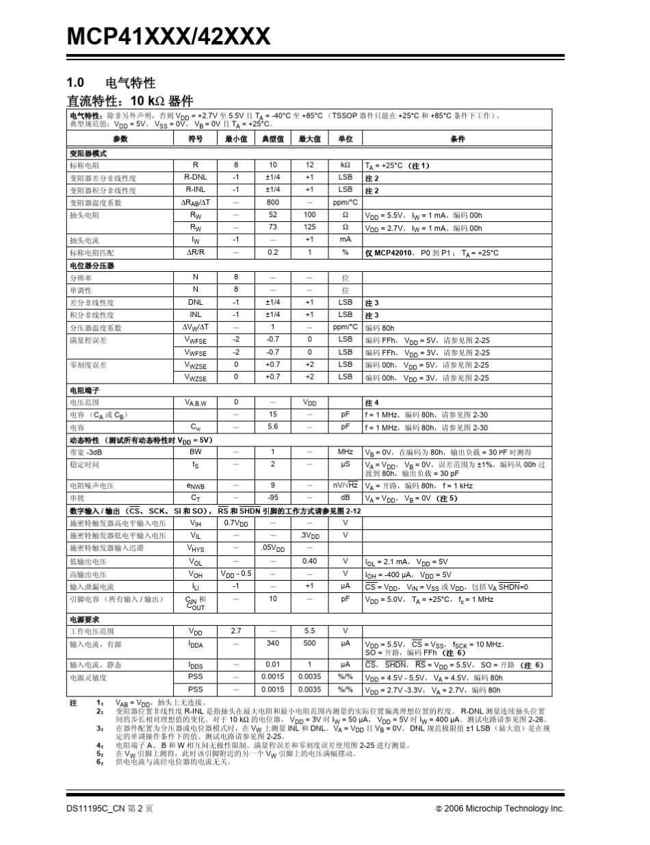 MCP41010中文数字电位器_第2页