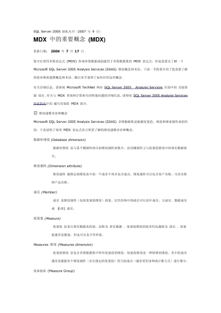 MDX中的重要概念文档