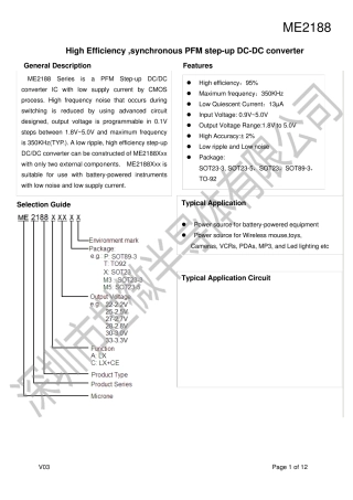 ME2188效率高,同步PFM升压型DCDC变换器