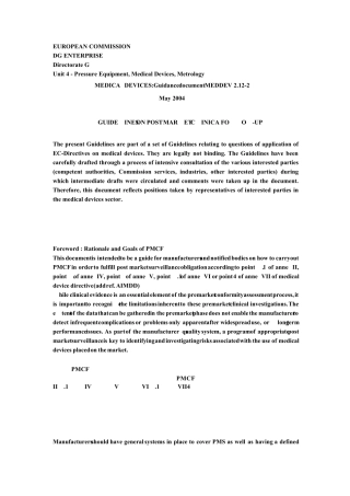 MEDDEV2.122上市后临床跟踪指南