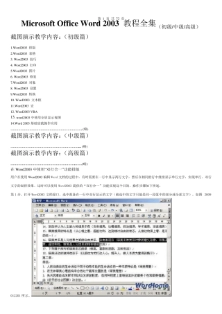 MicrosoftOfficeWord2003教程全集