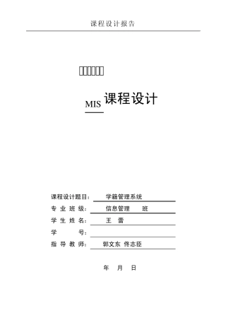MIS课程设计报告(信管071班王蕾11号)