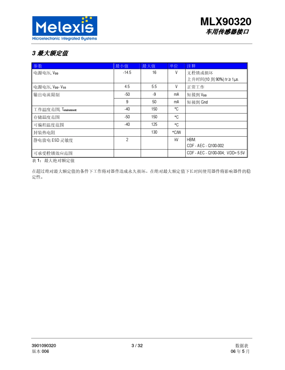 MLX90320(汽车级压力信号处理芯片,可用于机油、燃油压力检测等)_第3页
