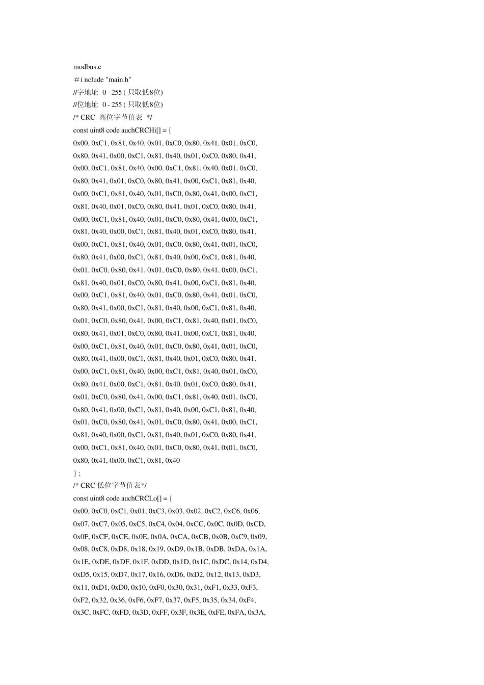 MODBUS协议51端源程序_第1页