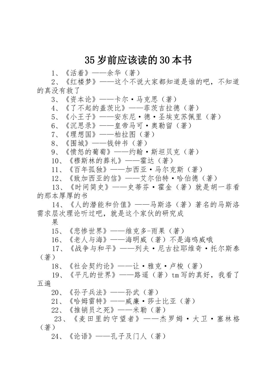 35岁前应该读的30本书_第1页