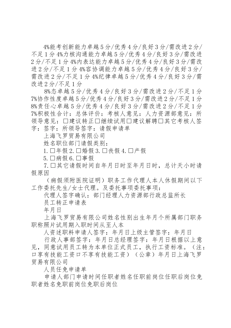 办公室常用表格大全(可以修改版)_第3页