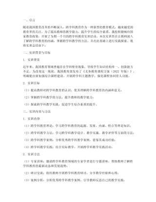 跨学科教育实训总结报告