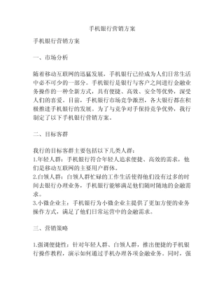 手机银行营销方案