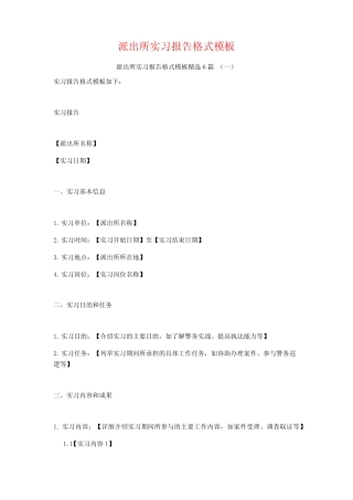 派出所实习报告格式模板6则