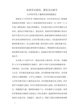 小学科学骨干教师培训研修报告