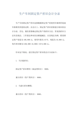 生产车间固定资产折旧会计分录