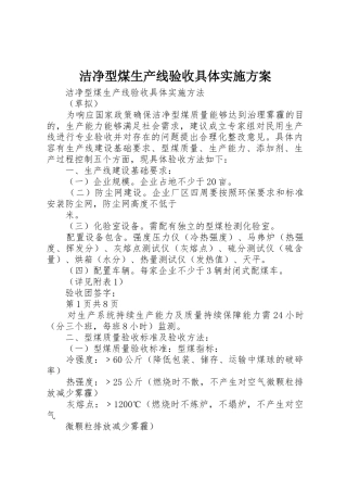 洁净型煤生产线验收具体实施方案