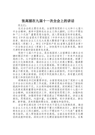 张高丽在九届十一次全会上的讲话
