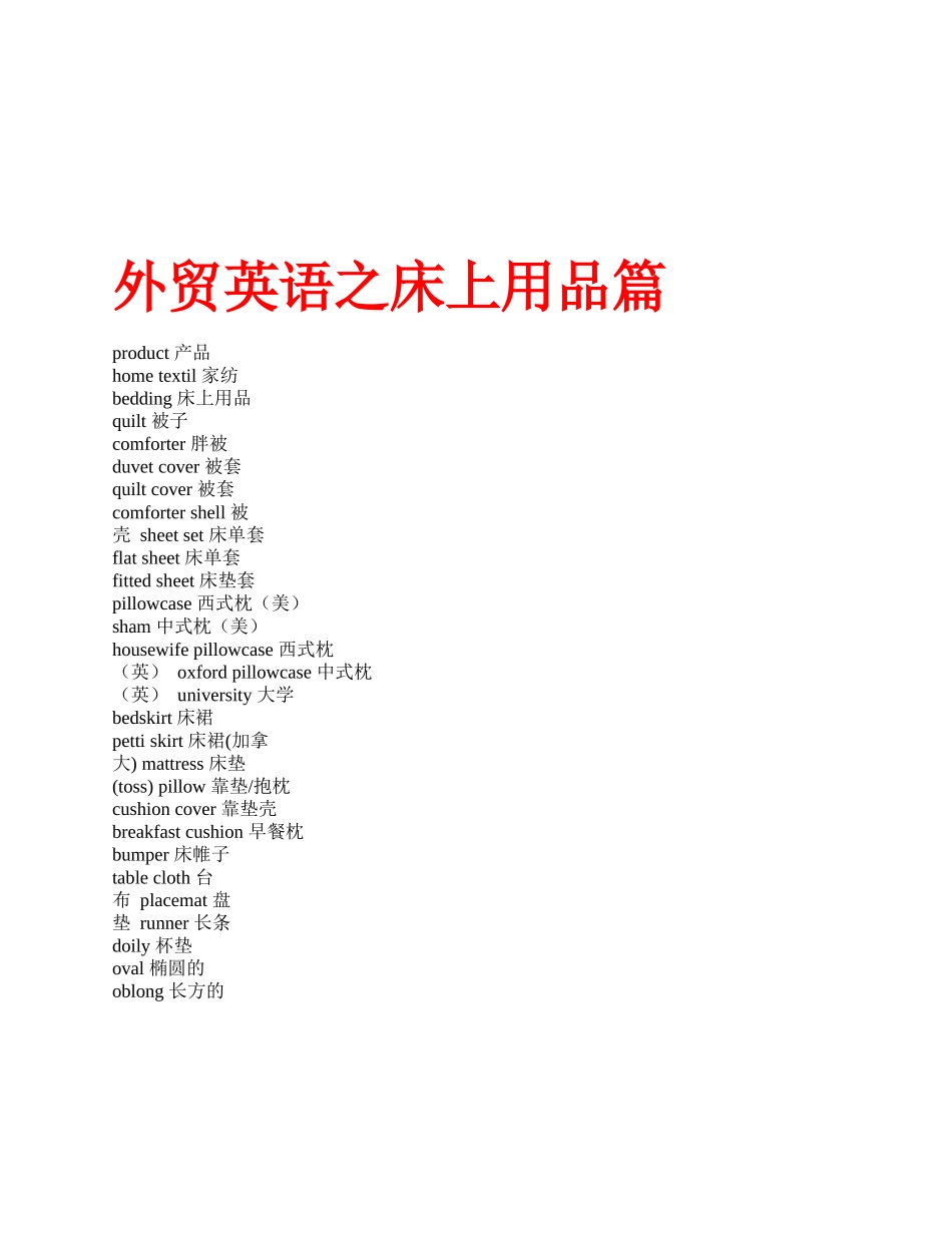 外贸英语之床上用品篇_第1页