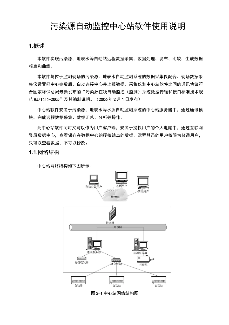 污染源自动监控中心管理系统软件使用说明书_第1页