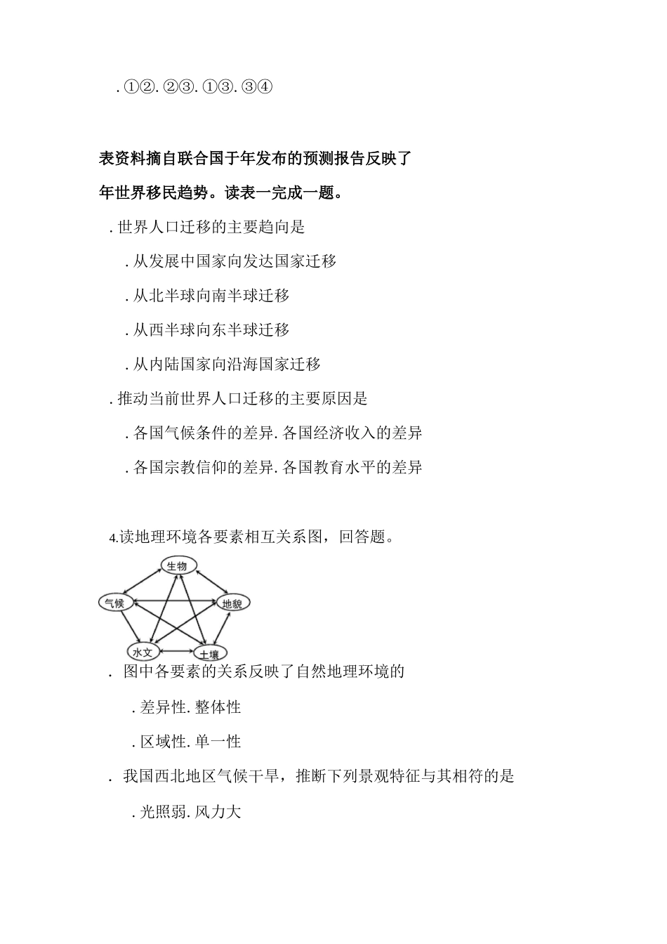 高一地理自然地理环境的整体性与差异性练习题1_第2页