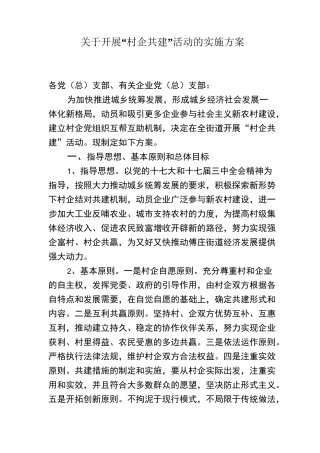 村企共建实施方案