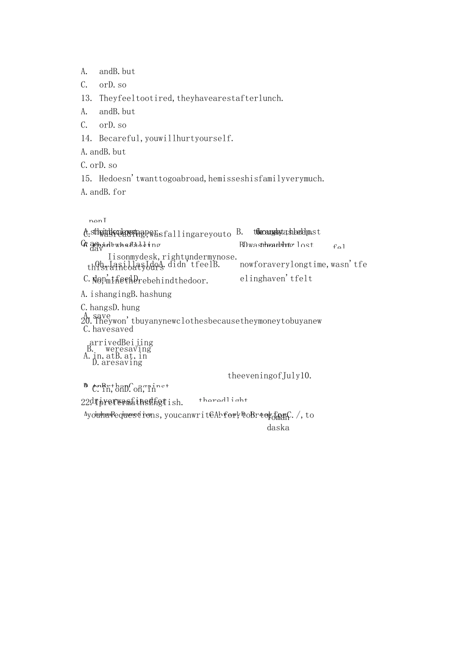 职高英语高一期末试题_第2页