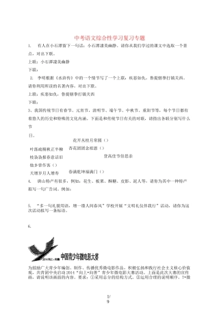 中考语文综合性学习复习专题