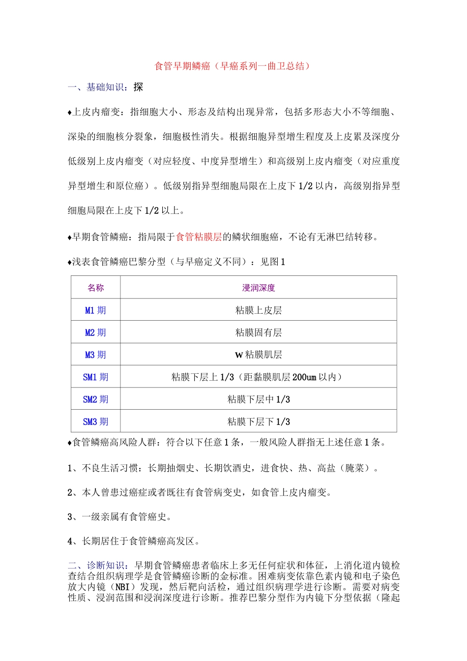 食管早期鳞癌-消化道早癌系列-曲卫总结_第1页