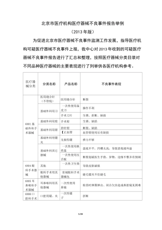 北京市医疗机构医疗器械不良事件报告举例