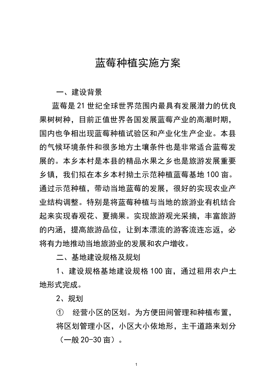蓝莓种植实施方案_第1页