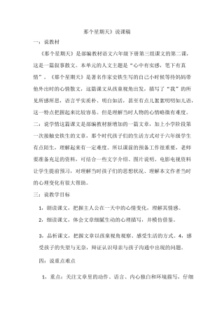 《那个星期天》说课稿