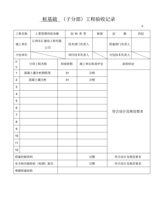 桩基础子分部工程验收记录