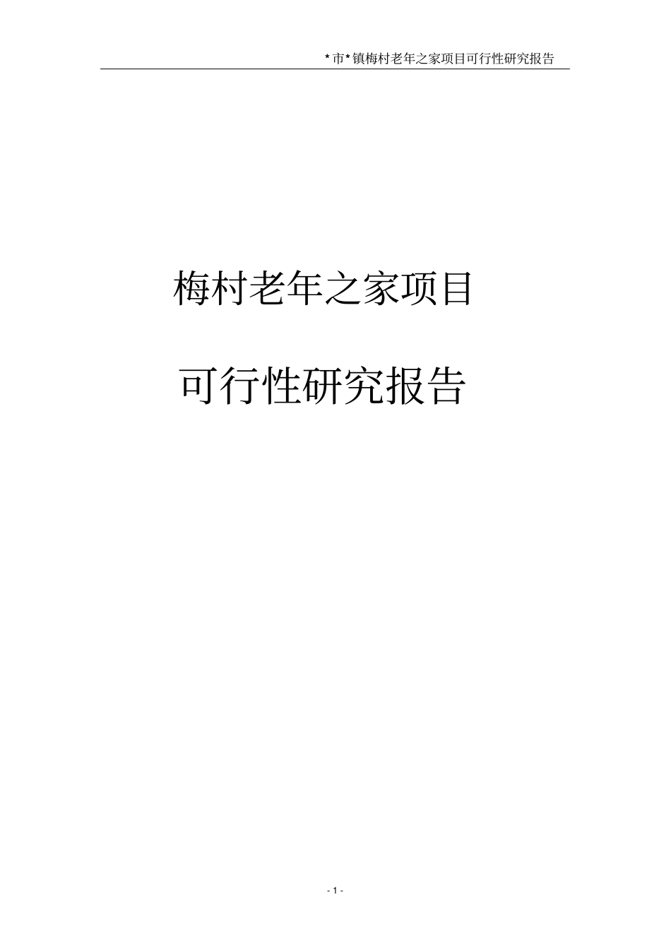梅村老年之家项目可行性研究报告_第1页