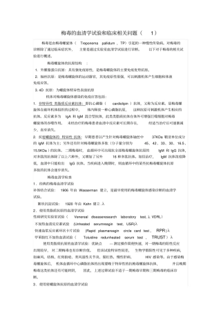梅毒血清学试验和临床相关问题汇总