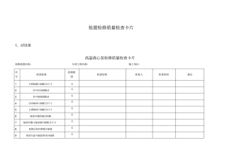 检修质量检查卡片