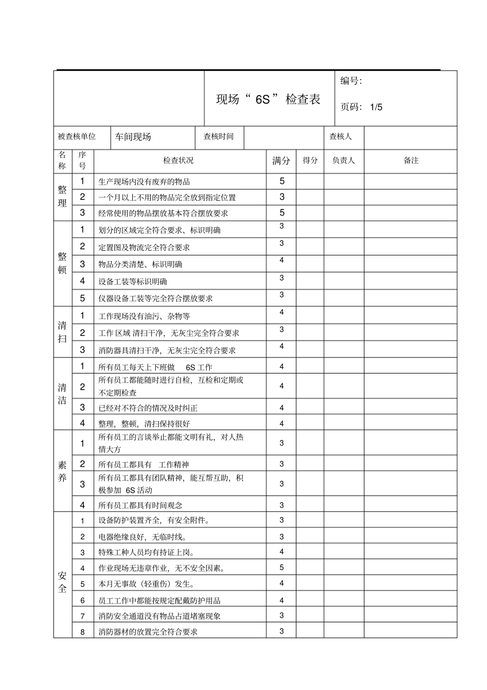 检查表标准版资料_第1页