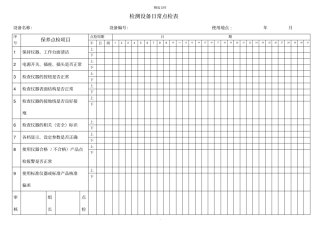 检测设备日常点检表