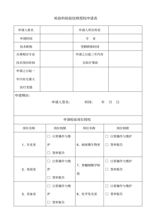 检验师授权表