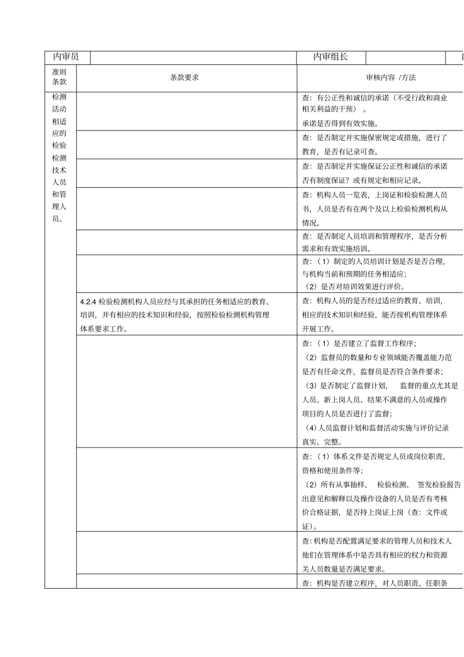 检验检测机构资质认定内审检查表_第2页