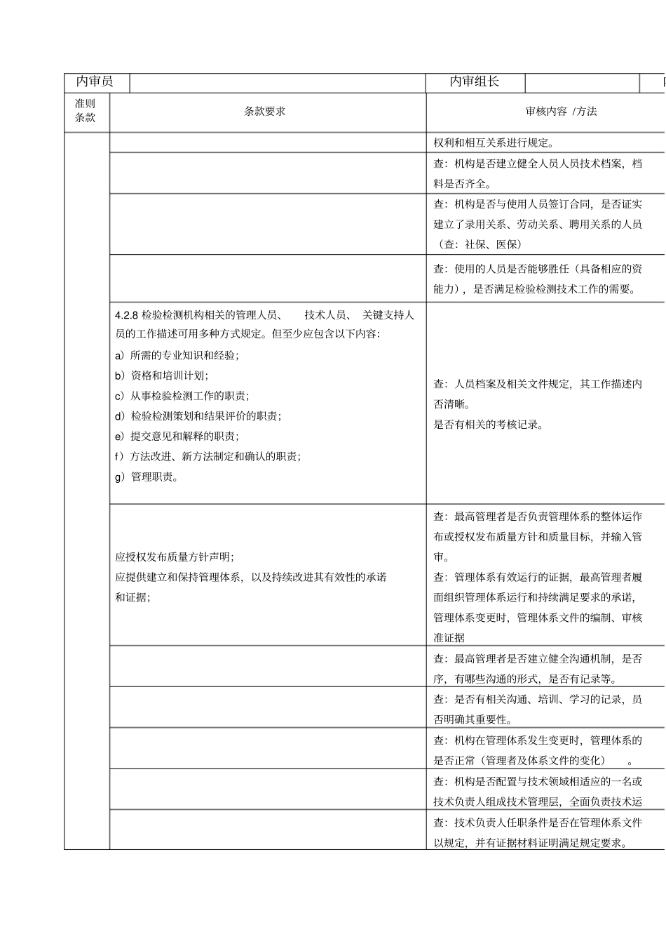 检验检测机构资质认定内审检查表_第3页