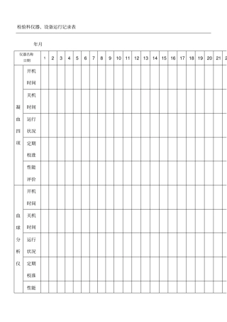 检验科仪器设备运行记录表